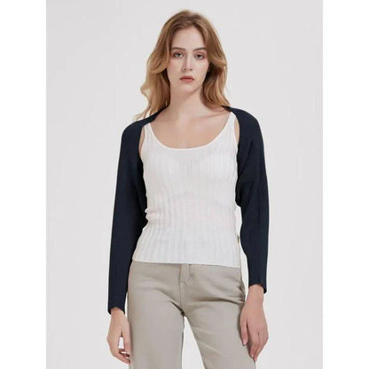 Cozy and chic long sleeve knit crop top cardigan in black, ivory, and camel colors