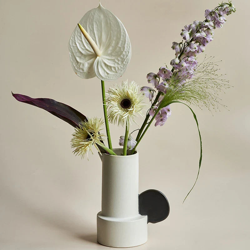 Trendha Ceramic Vase with Misty Moon Finish - Handcrafted Home Decor Accent Piece