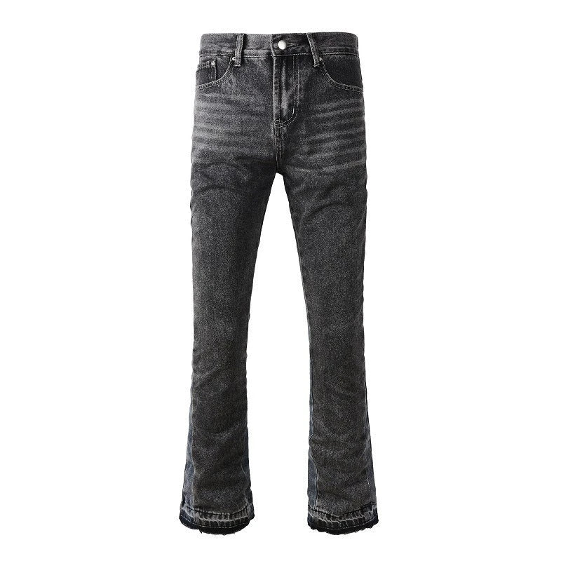 Fashionable men's retro jeans in vibrant colors, featuring a zipper fly and a variety of sizes and color options.