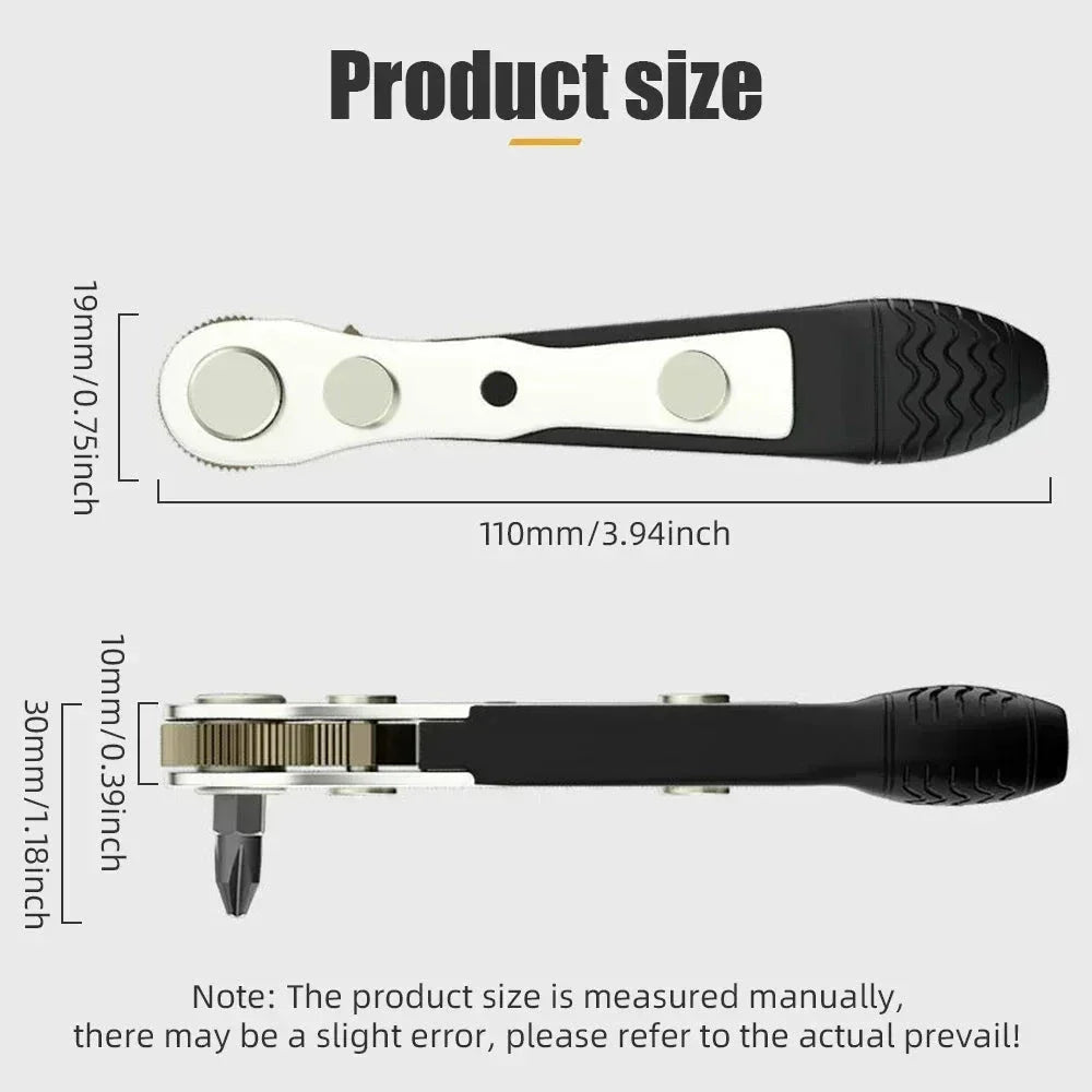 Compact Ratchet Wrench Screwdriver with Magnetic Adsorption for Precise Repair Work in Tight Spaces