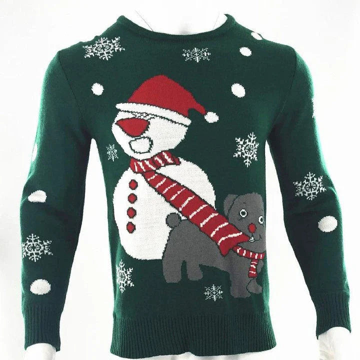 Stylish men's round neck Christmas sweater in various festive colors