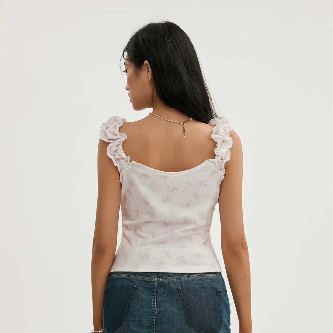 Vintage-inspired grunge lace patchwork crop top in pink color with intricate design and slim fit
