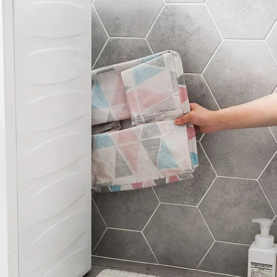 Eco-Friendly Folding Laundry Storage Basket with Stylish Geometric Pattern