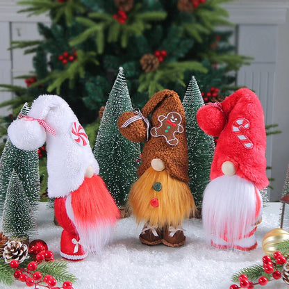 Faceless Elderly Candy Decorations in various candy-inspired designs, including round candy, candy canes, and gingerbread men