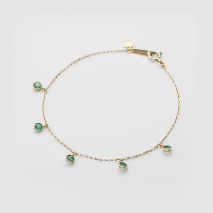 Luxury 925 sterling silver bracelet with elegant green olive stones and geometric patterns, inspired by Japanese design.