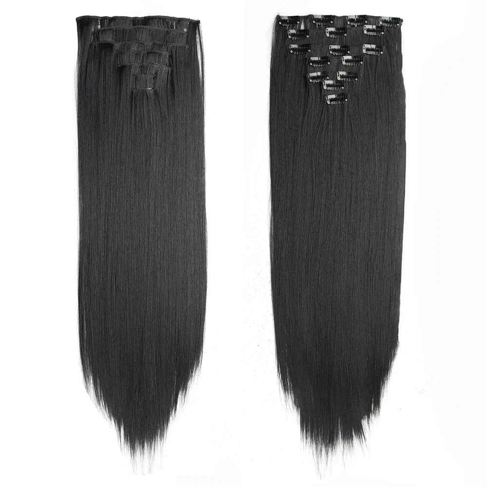 Long wavy ombre clip-in hair extensions with a voluminous, glamorous look