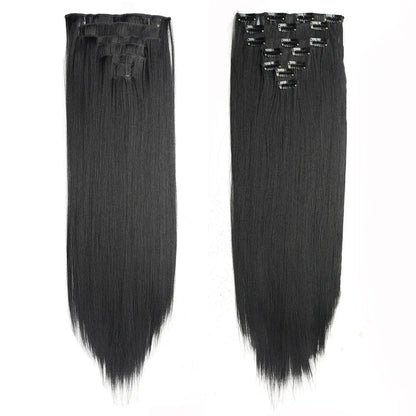 Long wavy ombre clip-in hair extensions with a voluminous, glamorous look