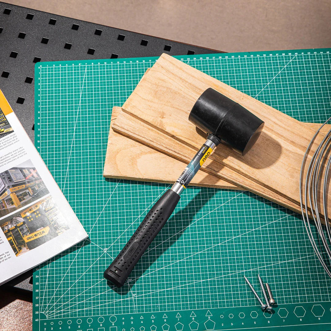 16oz Double-Sided Rubber Hammer with Steel Handle for Precise Strikes in Home Improvement and DIY Projects