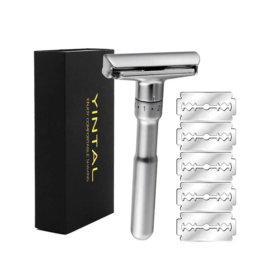 Customizable zinc alloy safety razor with adjustable settings for a close, smooth shave