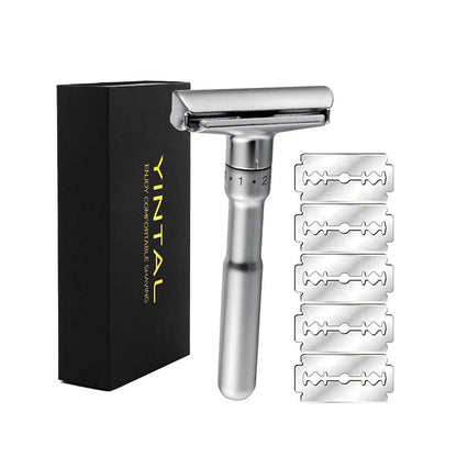 Customizable zinc alloy safety razor with adjustable settings for a close, smooth shave