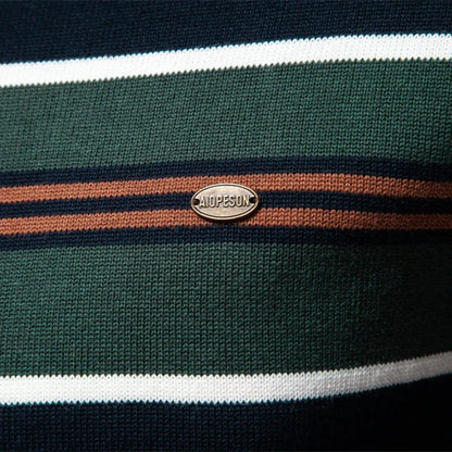 Cozy autumn and winter half-zip sweater in green, dark blue, khaki, and light gray colors