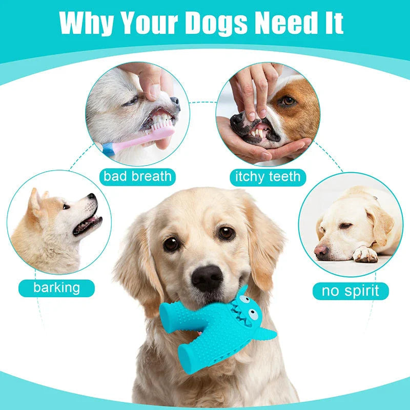 A durable squeaky dog toy made of natural rubber, designed to withstand aggressive chewing and promote dental health