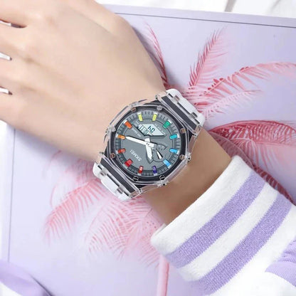 A durable, waterproof digital sports watch with LED lighting for easy reading in any conditions