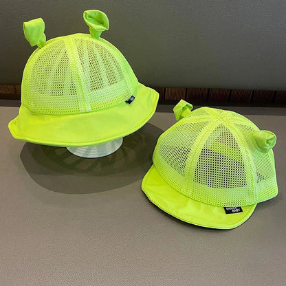 Green Cartoon Baby Sun Hat with Adorable Ear Design, Offering Soft, Breathable Comfort and Adjustable Fit for Babies 0-24 Months