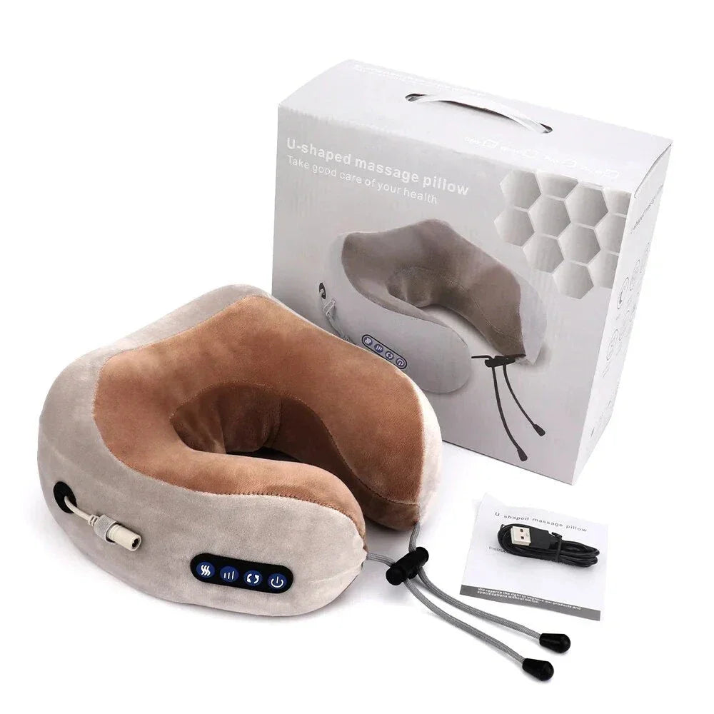 Ergonomic electric neck and shoulder massager with U-shaped design and adjustable massage settings
