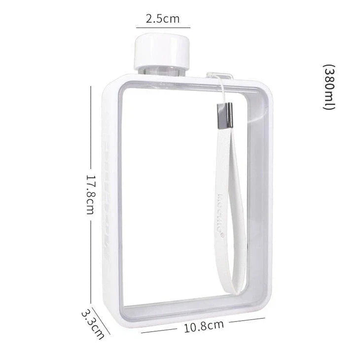 A flat, reusable water bottle with a protective carrying bag, perfect for on-the-go hydration during workouts, commutes, and outdoor adventures.