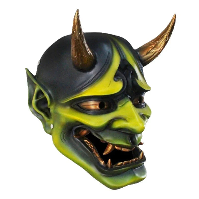 Handcrafted resin devil mask in vibrant colors for Halloween, prom, and special events