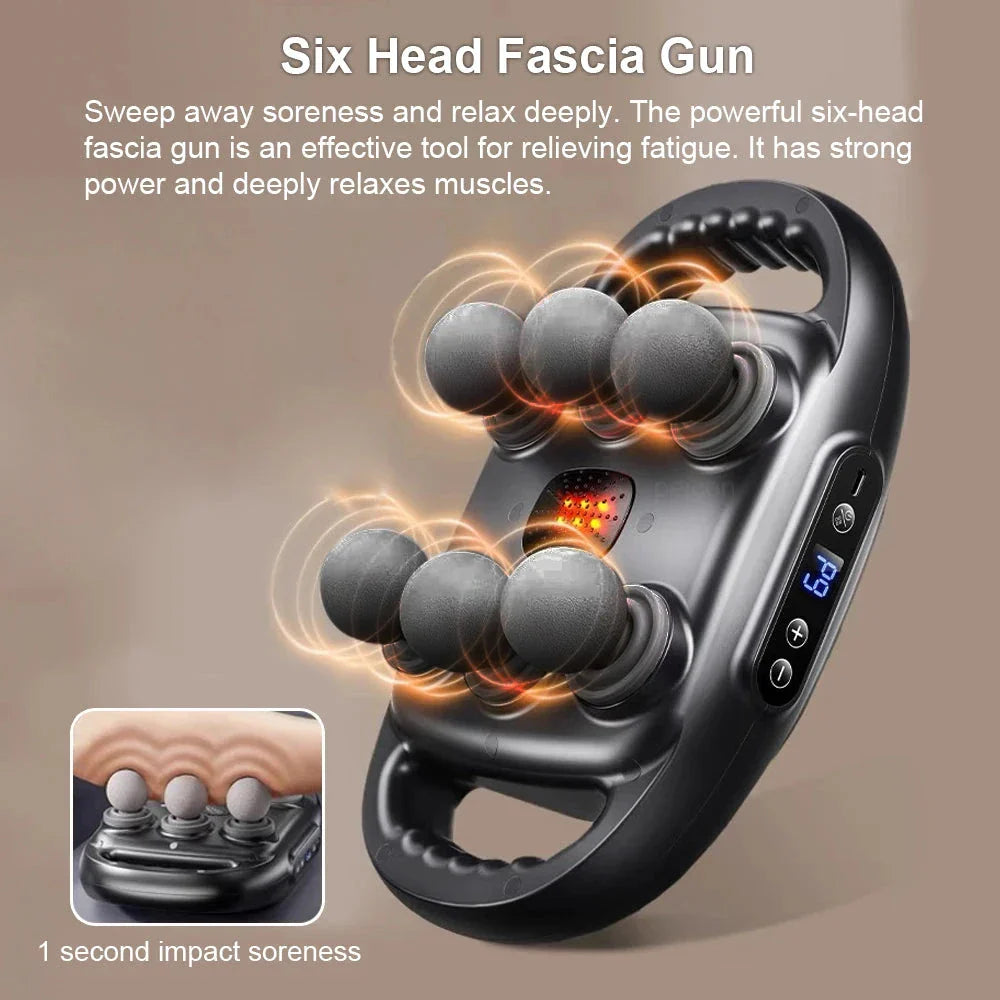 Percussion Massage Gun with 6 Interchangeable Heads for Comprehensive Muscle Relief