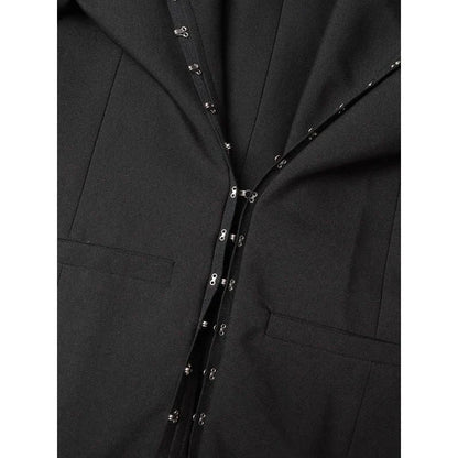 Autumn 2024 women's blazer with notched metal buckle decoration, available in black and green colors