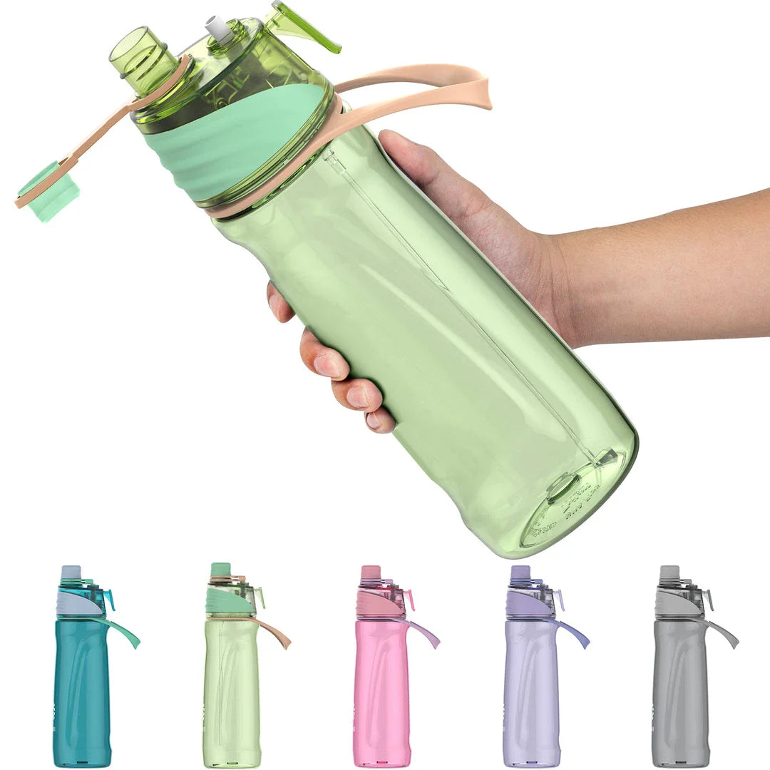 Dual-Function Sports Water Bottle with Refreshing Spray - Stay Hydrated and Cool During Outdoor Activities and Workouts