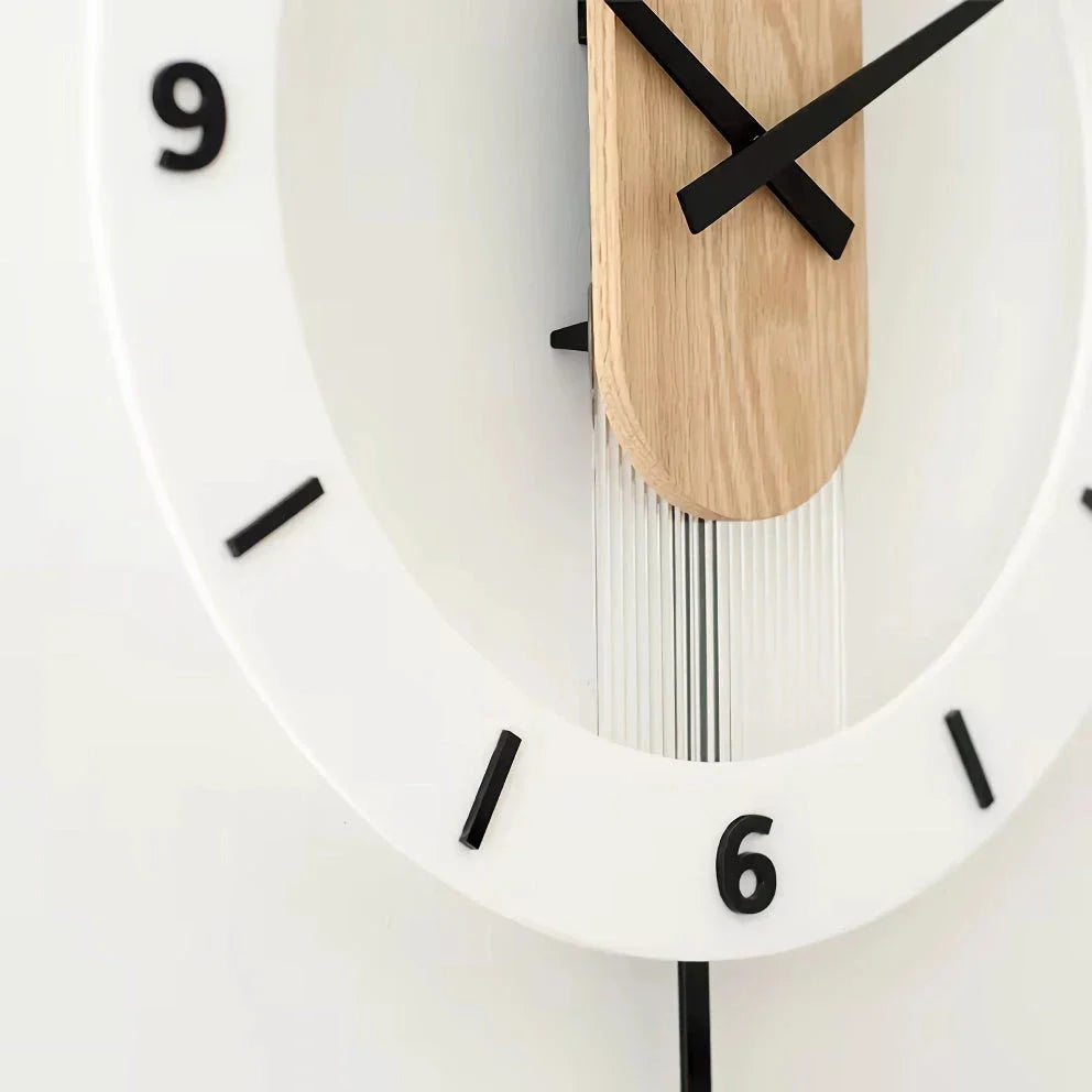 Elegant Nordic-Inspired Solid Wood Wall Clock with sleek, rectangular design and muted, quiet operation