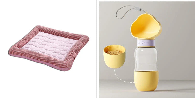 A soft, blue cooling pet bed made of breathable, high-tech fabric to keep dogs and cats cool and comfortable.