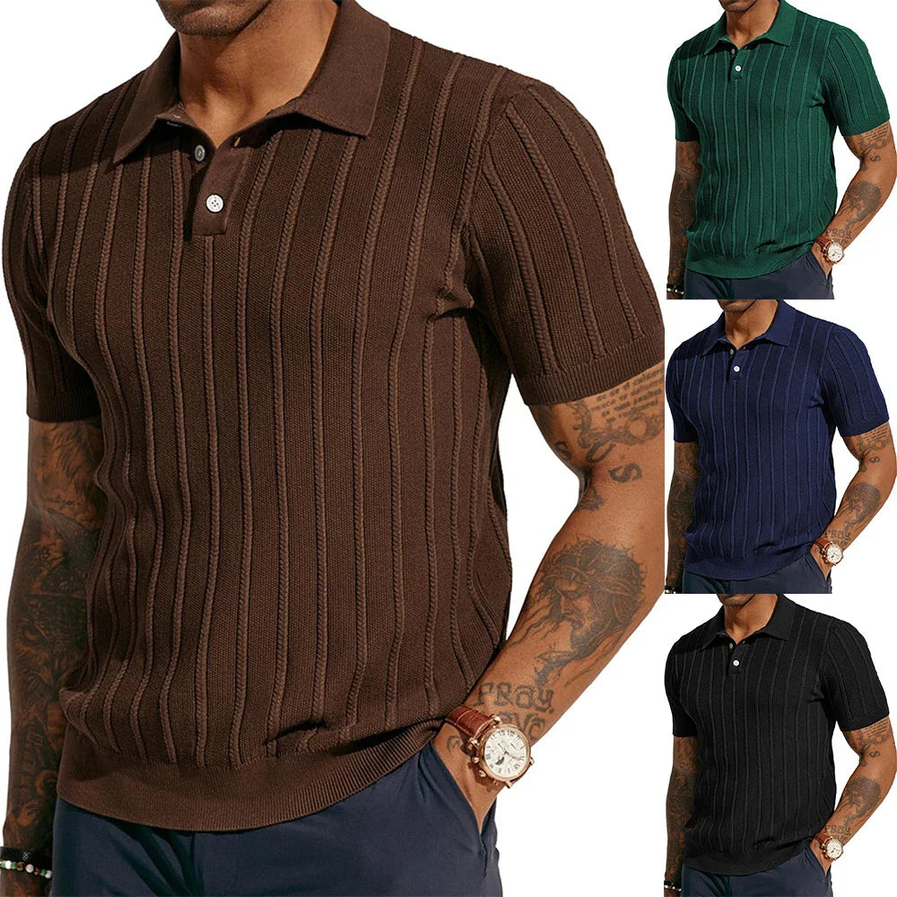 Stylish short sleeve v-neck polo shirt in a variety of classic colors, perfect for summer wear