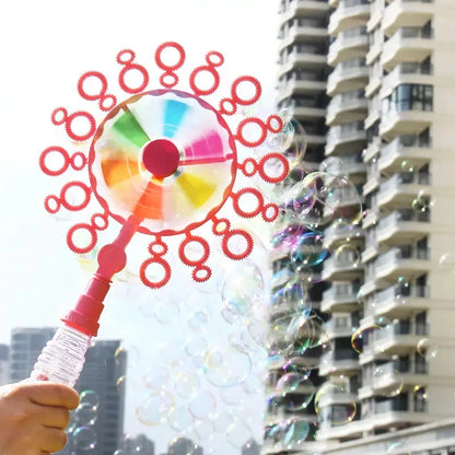 Handheld Bubble Blowing Windmill Wand - A vibrant and durable toy that creates a stream of beautiful bubbles with a simple wave of the wand