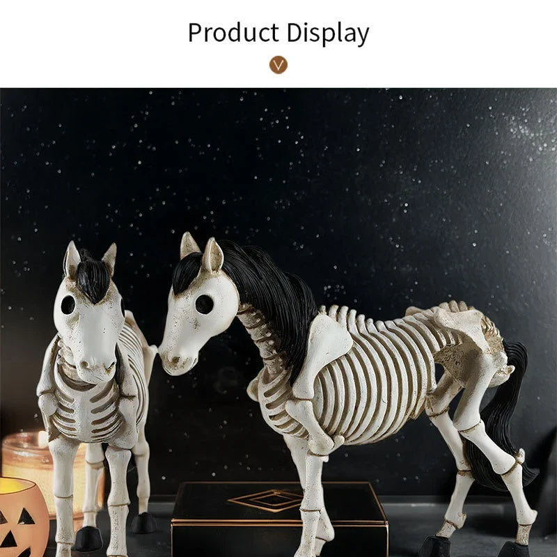Skeleton Horse Ornament: Detailed resin decoration with a striking skeletal horse design for Halloween decor