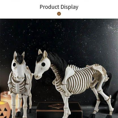 Skeleton Horse Ornament: Detailed resin decoration with a striking skeletal horse design for Halloween decor