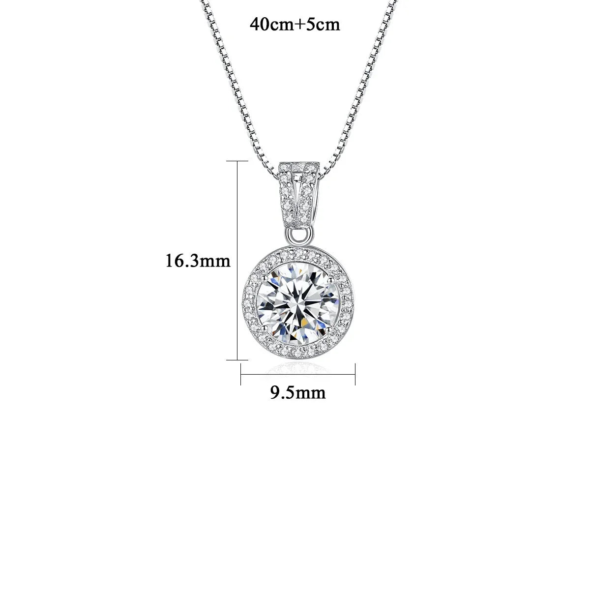 Elegant S925 silver pendant necklace with Mosan diamond inlay, adjustable chain length for women's fashion accessory