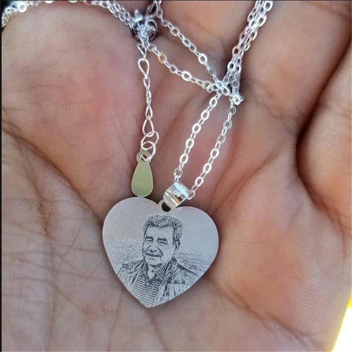 Hhomeenjoy US Personalized Photo Engraved Titanium Steel Necklace - Fashionable Customization
