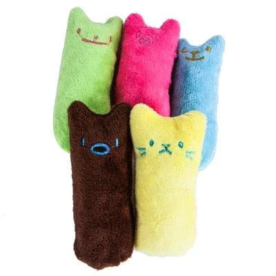 Cozy cotton-gray plush toy filled with catnip for playful cats