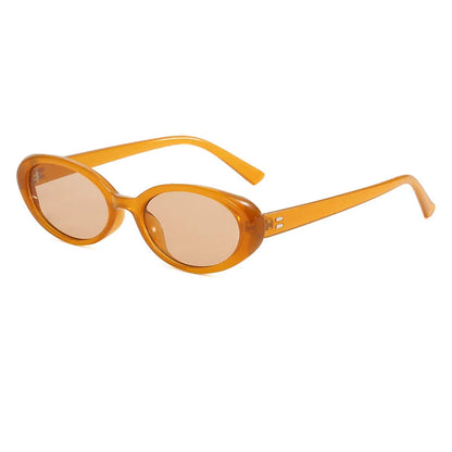 Chic oval sunglasses with white grey acetate frames and polycarbonate lenses, designed for fashionable women to shield their eyes from UV rays in style.