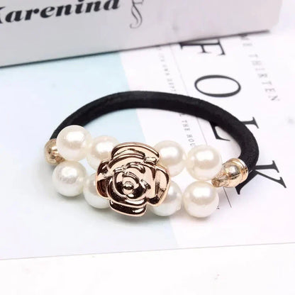 Chic Pearl Floral Elastic Hair Bands with elegant pearl and floral design for versatile hairstyles