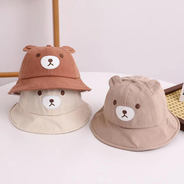 Adorable Kids Bear Decor Panama Bucket Hat with Playful Bear Ear Design for Outdoor Fun and Sun Protection