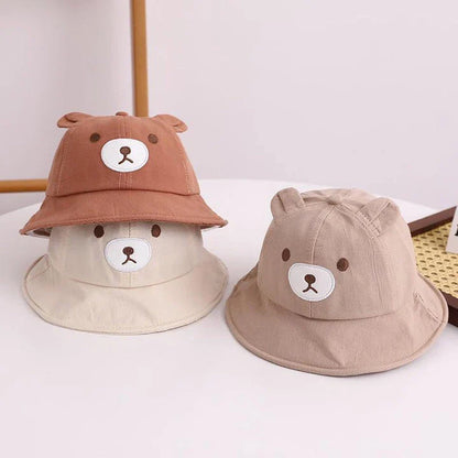 Adorable Kids Bear Decor Panama Bucket Hat with Playful Bear Ear Design for Outdoor Fun and Sun Protection