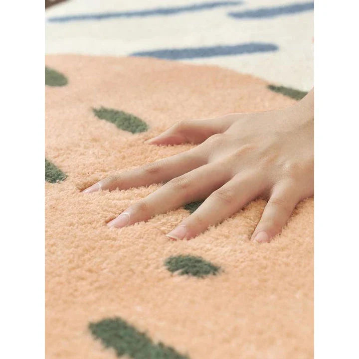 Cozy cartoon cat-themed rug with plush, non-slip design for living room, bedroom, or balcony decor