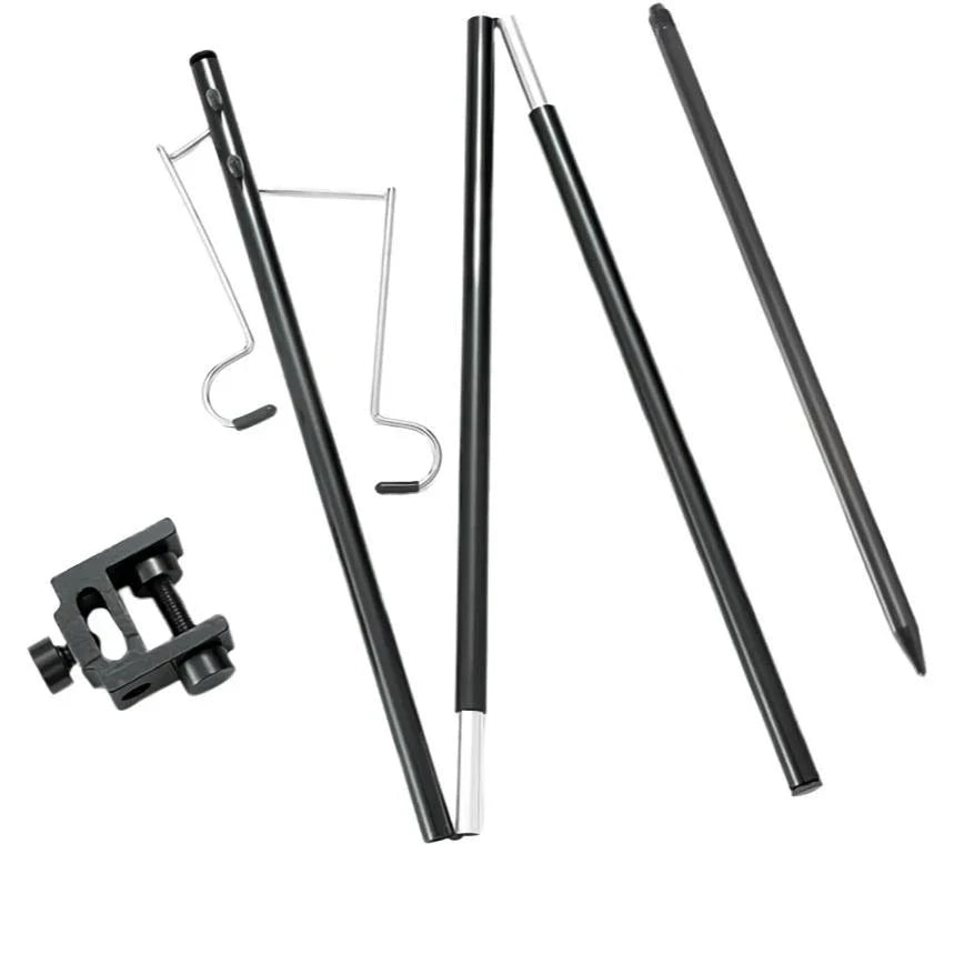 Adjustable camping lantern stand with detachable hooks for stable and elevated outdoor lighting