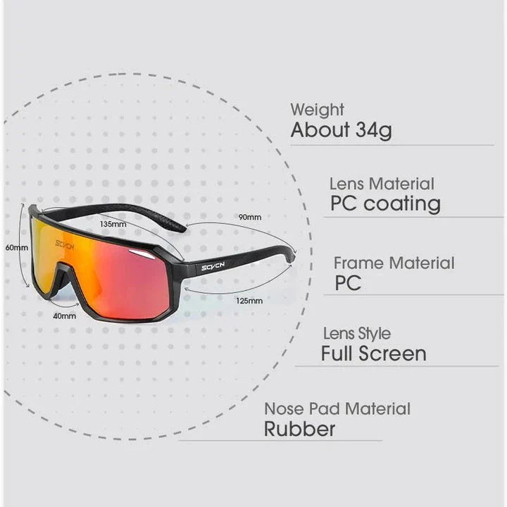 Pair of durable, lightweight UV400 polycarbonate sunglasses with TR-90 frames for outdoor sports and activities