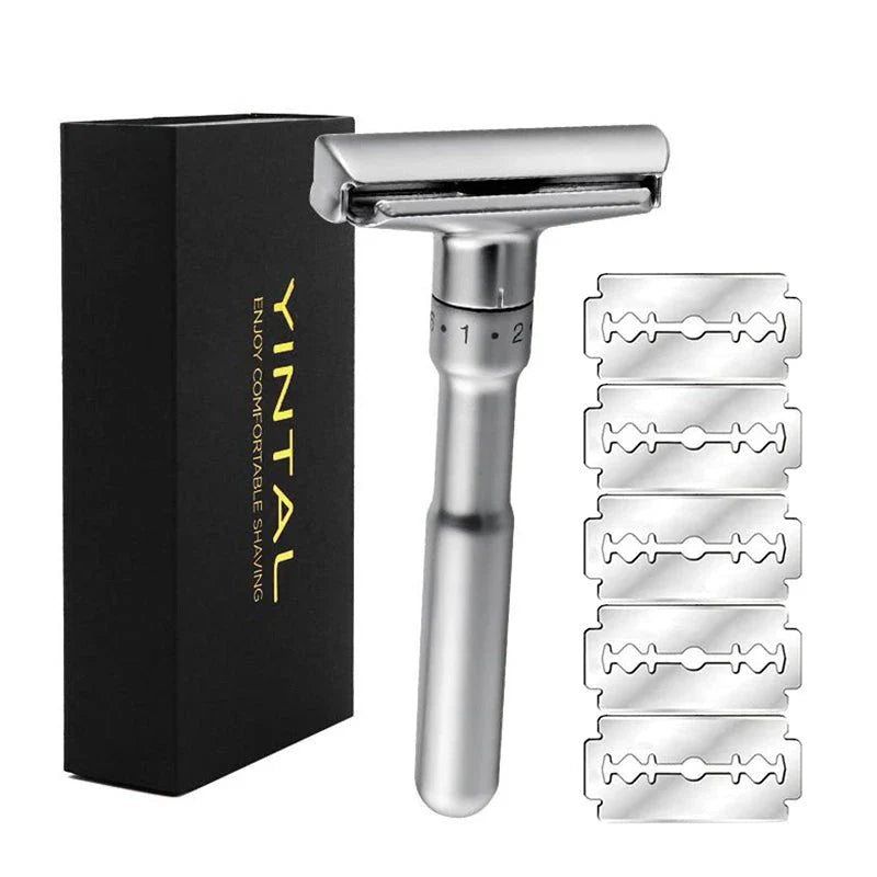 Customizable zinc alloy safety razor with adjustable settings for a close, smooth shave