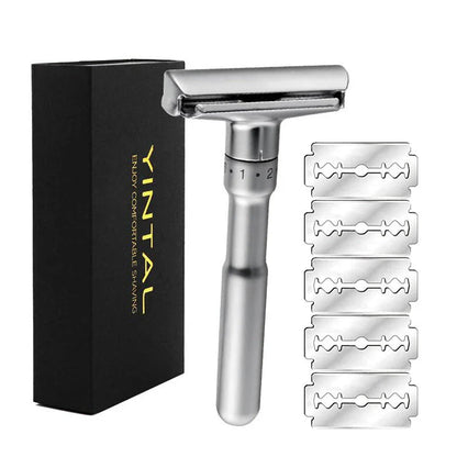 Customizable zinc alloy safety razor with adjustable settings for a close, smooth shave