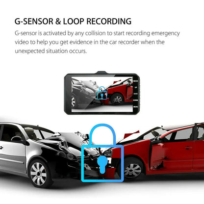 1080P Full HD Dual Dash Cam with Night Vision and 170 Degree Wide Angle Lens