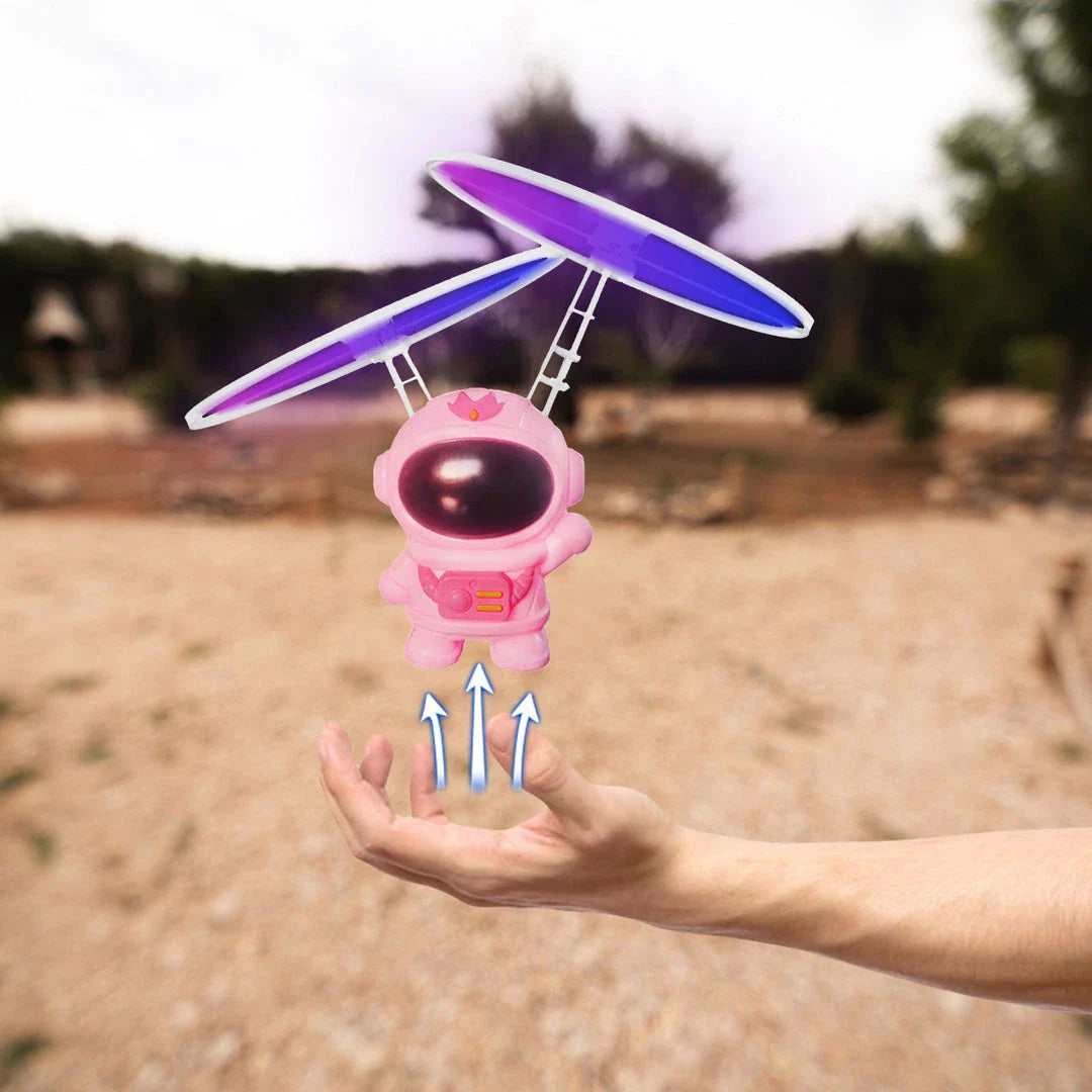 Interactive Flying Astronaut Robot with vibrant LED lights, hand-controlled flight, and durable ABS construction