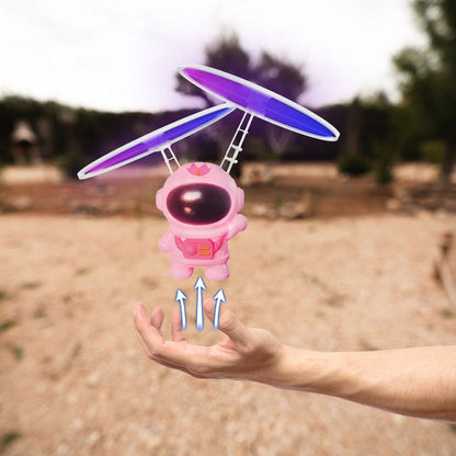 Interactive Flying Astronaut Robot with vibrant LED lights, hand-controlled flight, and durable ABS construction