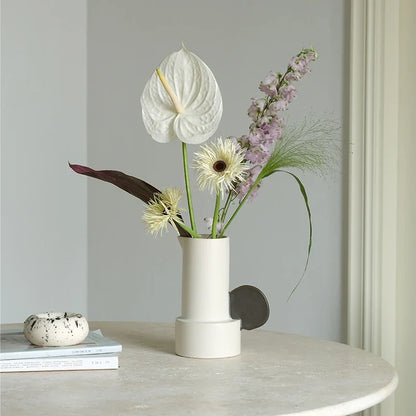 Trendha Ceramic Vase with Misty Moon Finish - Handcrafted Home Decor Accent Piece