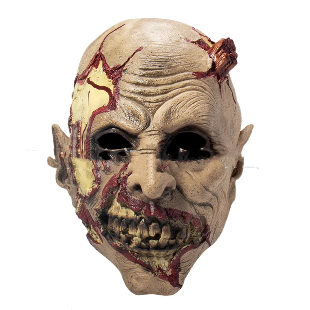 A realistic latex mask with a 'scared old man' design, perfect for horror-themed costumes and accessories