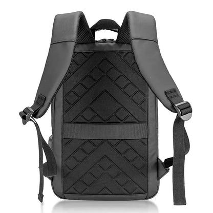 16.5 inch high-capacity travel and school backpack in black, featuring durable nylon construction, ergonomic design, and multiple storage compartments