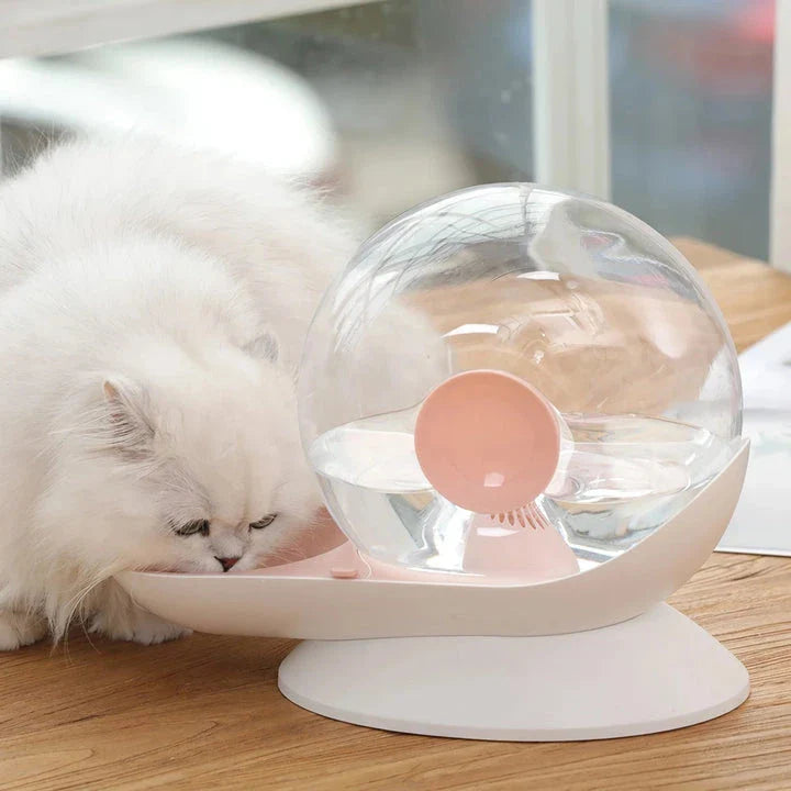 2.8L snail-shaped automatic pet water fountain in pink color for cats and dogs