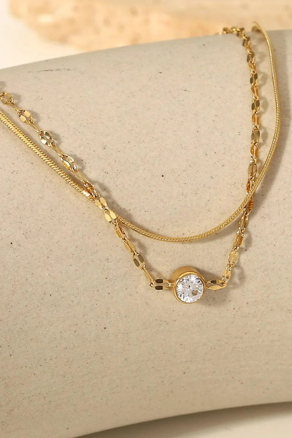 Rhinestone Double-Layered Bracelet in Gold, made of high-quality stainless steel with extendable design